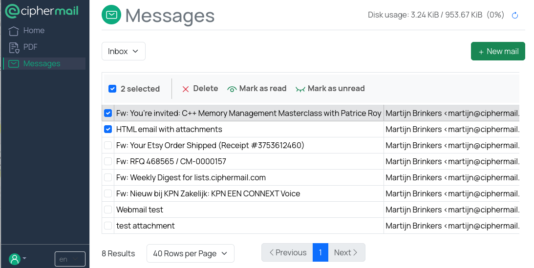 Webmail Messenger Inbox